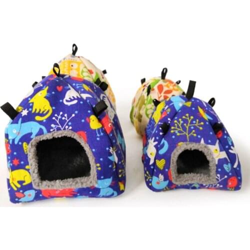Color Random Warm Cotton Tent Shape Small Pet Squirrel Parrot Sugar Glider Hanging Cage Hamster Cage Bed House Hedgehog Nest Toy