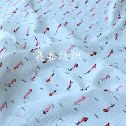 Cotton Crepe Cartoon Seersucker Baby Double Gauze Blanket Cloth Pajamas Fabric