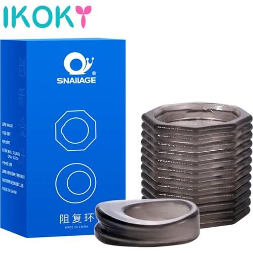 IKOKY 1 Pair Male Chastity Device Sex Toys For Men Cock Ring Two Sizes Screw Shape Delay Ejaculation Penis Ring