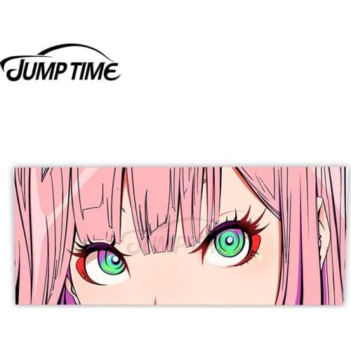 JumpTime 13 x 3.6cm Zero Two Eye Slap Cartoon Decal Fine Surfboard Car Sticker Waterproof Occlusion Scratch Car Assessoires