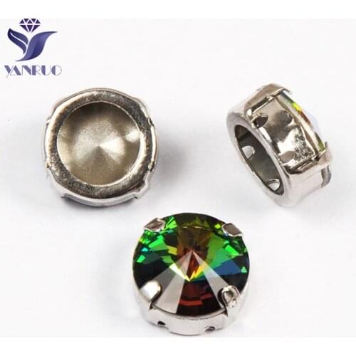 YANRUO 1122 All Sizes VM Rivoli Rainbow Sewing Fancy Stones And Crystals Point Back Strass Glass Rhinestones For Jewelry Making
