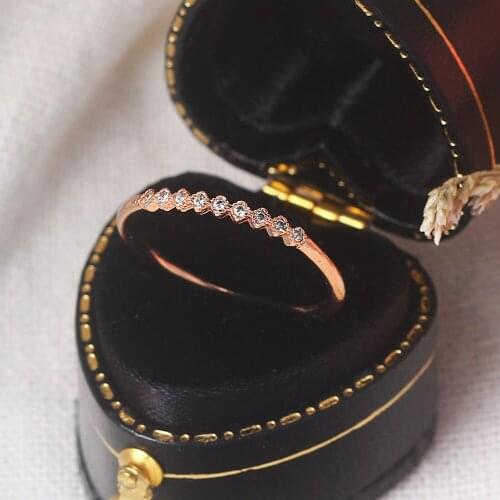 Classic Female White Zircon Stone Ring Rose Gold Silver Color Wedding Rings For Women Simple Bride Round Crystal Engagement Ring