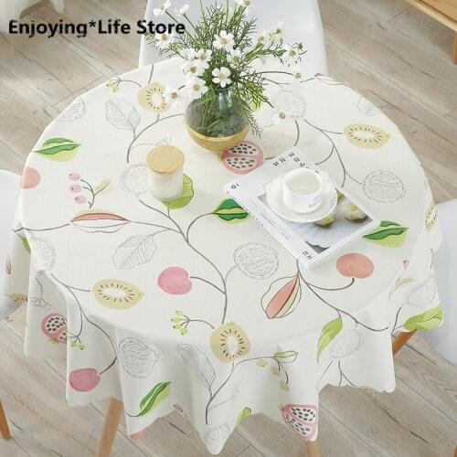 Green Leaf Printed Round Table Cloth Waterproof Tablecloth Home Dining Table Cover for Kithchen Room Oilproof Washable