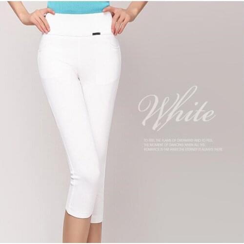 Babbytoro Short Feminino Womens Summer High Waist Elastic Stretch 3/4 Capris Short Leggings Plus Size 6xl 5xl S White Black