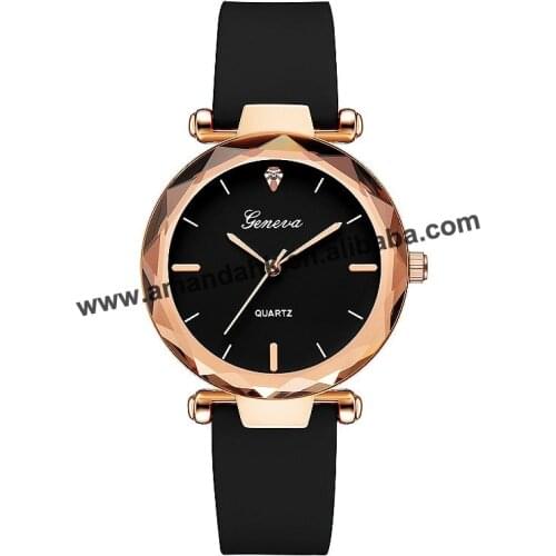 Fashion Rhinestone Women Man Ladies Watches Rose Gold Case Genenva Women Watch Crystal Silicone Jelly Wrist Watches