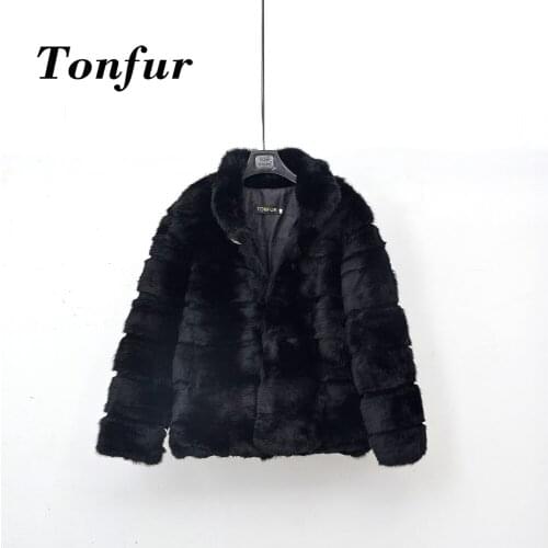 New Genuine Real Rabbit Fur Coat with Sheared Diamond Buckle Jacket Women Winter Natural Dropshipping Waistcoat tbsr261