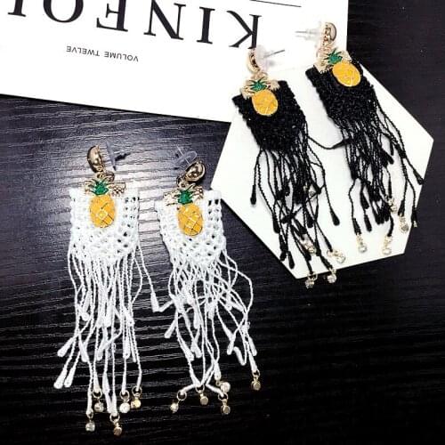 New Woman Drop Earrings Personality Lace Trendy Cute Pineapple Big Long Tassel Elegant Dangle Earrings Fashion Jewelry