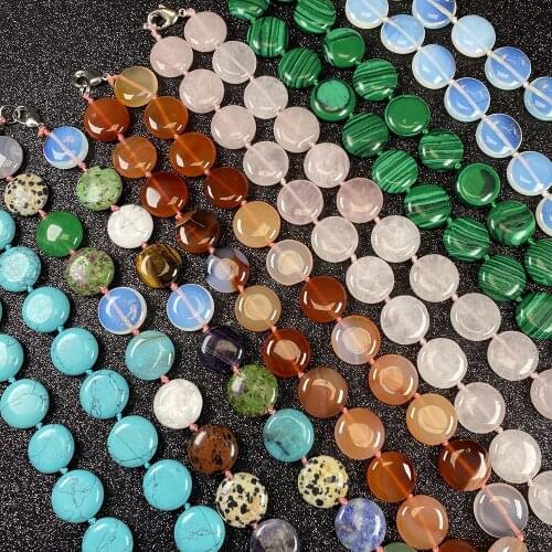 New Natural Stone Agates Malachite Beads Necklace for Women Fine Jewelry Fashion Crystal Fluorite Choker Necklaces Size 16x16mm