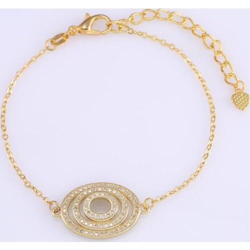 Simple Design Three Circles Connector Micro Pave Zircon Geometric Charm Bracelet Fit Women Jewelry Making DIY Brass Metal Bijoux