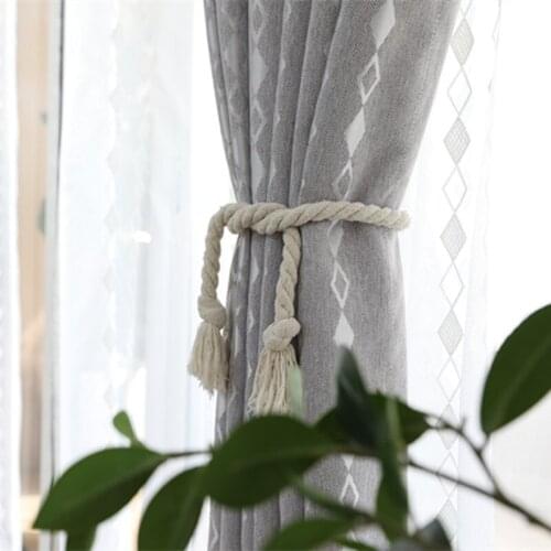 Modern Simple Small Fresh Plaid Linen Thick Curtains Blackout Cloth Curtains for Living dining room bedroom