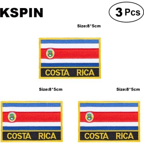 Costa Rica Rectangular Shape Flag patches embroidered flag patches national flag patches for clothing DIY Decoration
