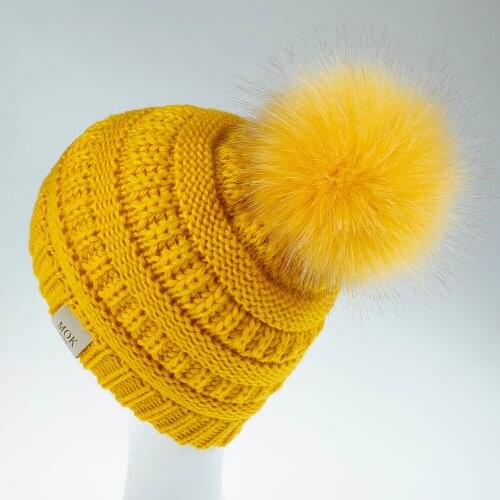 Winter warm hat kids Knitted caps girls Pom hat Pompom hats for baby boys warm soft beanie hat Winter cap children H231S