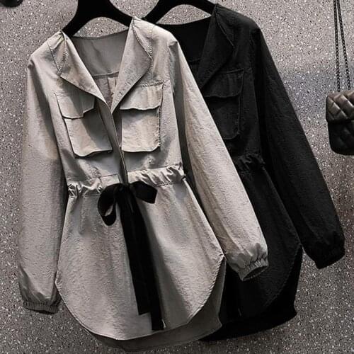 Chiffon Shirt Plus Size Womens Spring 2021 New Tops Are Thin and Age-reducing Mid-to-long Fashion Shirts