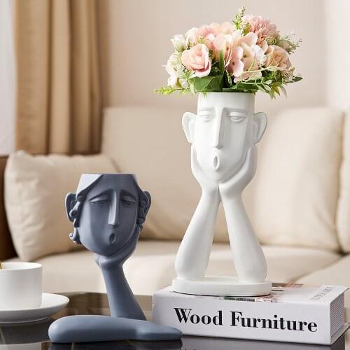 Sculpture Modern Art Vase Resin Statue Character Model Living Room Decoration Vases for Flowers Home Decoration Accessories