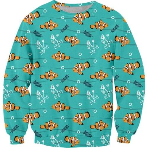 IFPD EU Size Clownfishs Print 3d Printed Sweatshirts Autumn Fashion Long Sleeves Animals Shirts Mens Womens Casual Pullovers