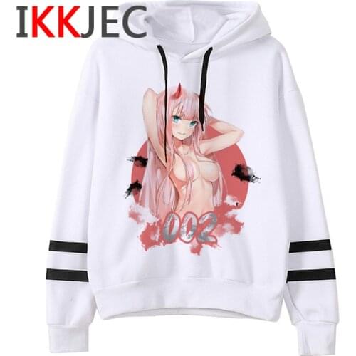 Zero Two Darling In The Franxx Funny Cartoon Harajuku Hoodies Men Unisex Aesthetic Senpai Waifu Anime Sweatshirt 90s Hoody Male