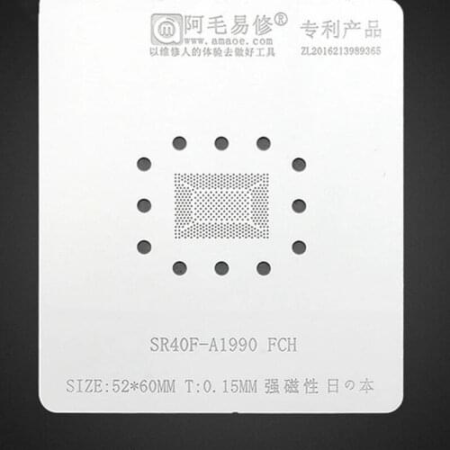 0.15mm Amaoe Square Hole BGA Stencil Reballing for SR40F-A1990 FCH Solder Ball Tin Plant Net Rework Heat Template
