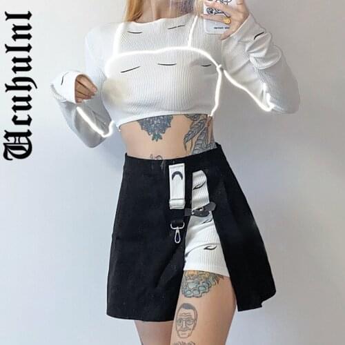 Ucuhulnl Autumn Fashion Street Skirt Women Print High Waist Patchwork A-line Skirt Harajuku Goth Y2k Sexy Grunge Skirt