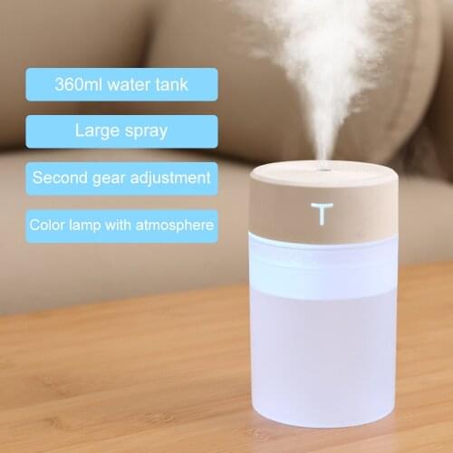 360ml USB Air Humidifier Large Capacity Portable Air Diffuser Purifier Atomizer for Aroma In Home Office Car with Night Light