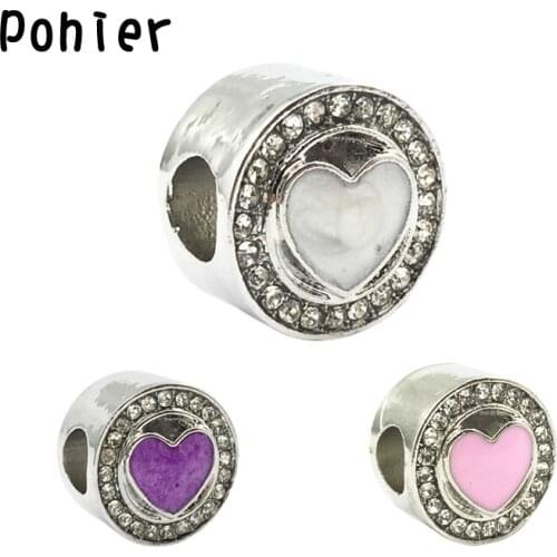 Wonderful Love Clear Crystal Charm European Beads Fit Pandora Charms Bracelets&Bangles Necklace DIY Fashion Jewelry B00393