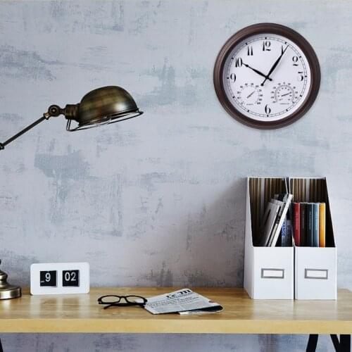 15'' Outdoor Creative Retro Waterproof Wall Thermomet Clock,in Line w/ CE/RoHS Environmental Protection Requirements