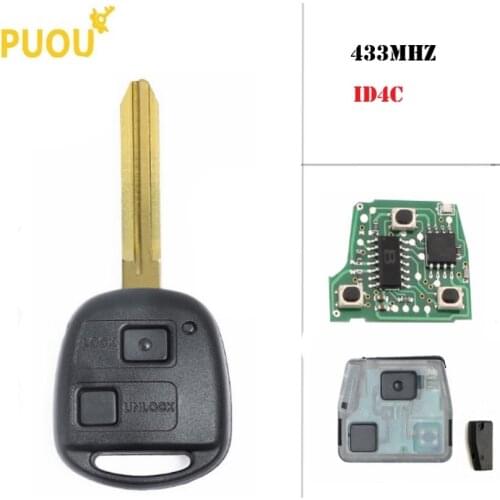 2 Button Remote Key Fob 315MHz id4c Chip for For Toyota Avensis Corolla Yaris Rav4 FCC ID:HYQ12BBT