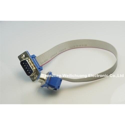 2 pcs D-sub Connector IDC Type 9 Pin male to Female assembly 9 conductor Grey Flat Cable UL2651 28 AWG 25cm Length