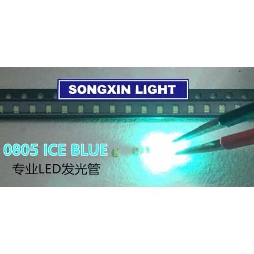 200PCS 0805 Ice Blue 2012 Light Blue Clear Ultra Bright SMD LED Indication 2.0*1.2*0.8mm 0805 clear blue led diode