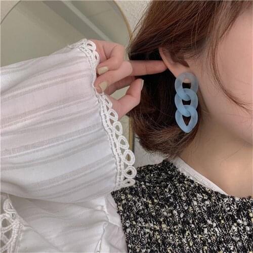 2021 Trend Ins Style Jelly Color Wild Drop Earrings Fashion S925 Silver Needle Acrylic Chain Article Ear Jewelry Accessories