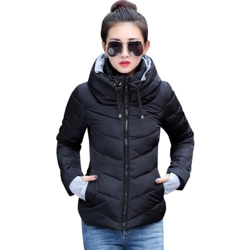 2021 Winter Jacket Women Plus Size Womens Parkas Thicken Outerwear Solid Coats Short Female Slim Cotton Padded Basic Tops Hiver