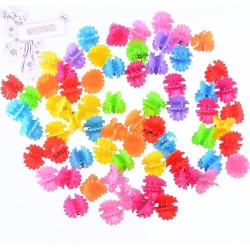 50PCS New color mini hair clip baby hair accessories children bow love cartoon small claw clip plastic clip hair accessories