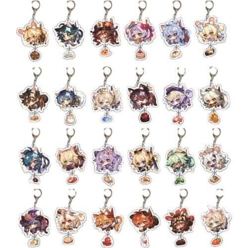 Game Genshin Impact Morax XIAO HUTAO Tartaglia Keychain Badge Cosplay Acrylic Key Chain Pendant Keyring