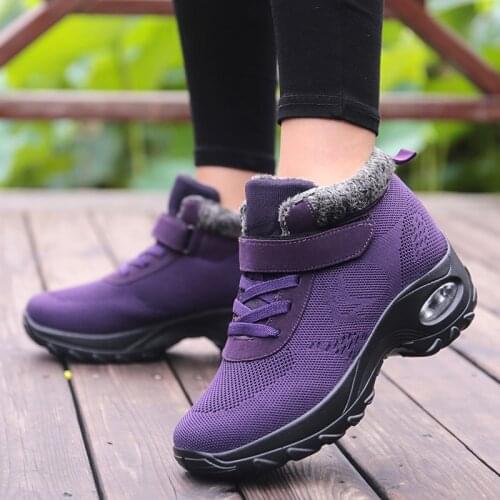 Brand Causal Womens Boots Fashion Warm Fur Women Ankle Boots Cotton Winter Women Snow Boots Thick Platform Ladies Hiking Boots