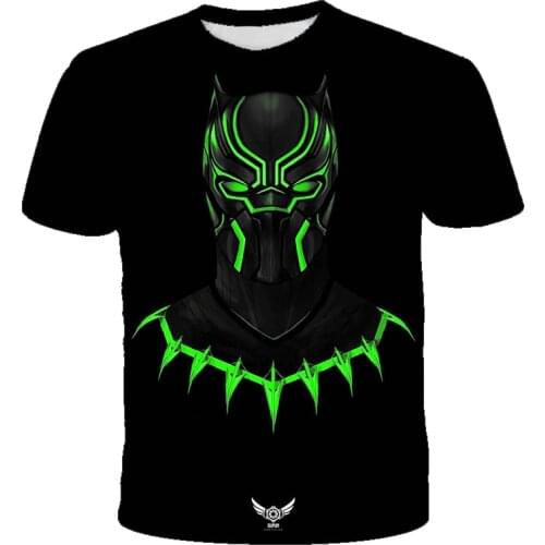 Marvel The Avengers Black Panther 3D Print Tshirts Summer Men Short Sleeve Retro Tee Shirt Tops Boy Girl Kids T-shirts Tops