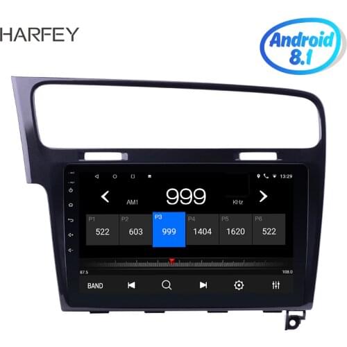 Harfey 10.1 inch 1024*600 Touch Screen Android 8.1 GPS Radio for 2013-2015 VW Volkswagen Golf 7 Car Multimedia Player with Music