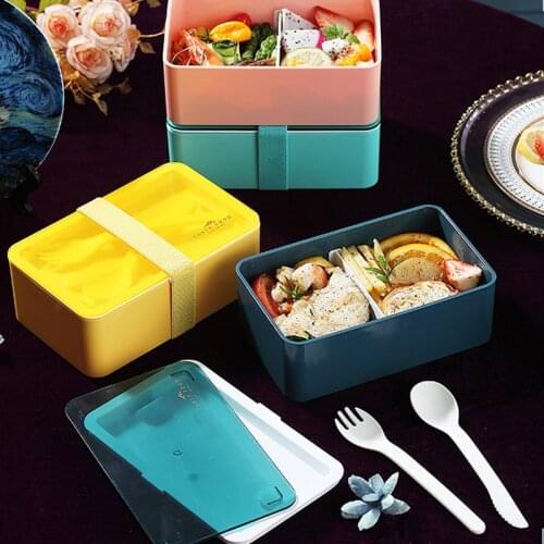 INS Rectangular Lunch Box Student Microwave Multi-Layer Lunch Box Tableware Bento Food Container Storage Breakfast Boxes