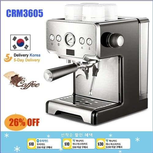15bar Coffee Maker Espresso maker Semi-Automatic Pump Type Cappuccino Milk Bubble Maker CRM3605 for home Italian Coffee Machine