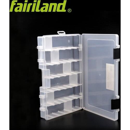 Fairiland lure box with 21 Adjustable partitions transparent bait boxes 10.6"*7.1"1.8in large size 15 dividers lure bait box