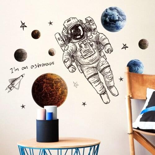 Creative DIY Astronaut Stickers Home Living Room Bedroom Decor DIY Wall Sticker Decor DIY Home Party Childrens Bedroom Supplies