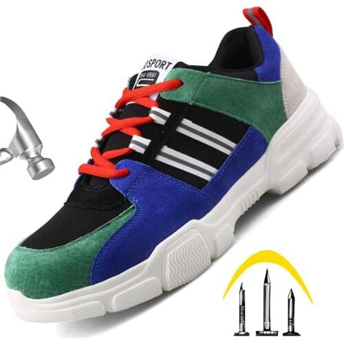 Lightweight work safety shoes European standard Steel toe cap anti-smashing protective safety shoes fashion hiking sports shoes