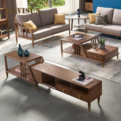 Minimalist Rectangle Coffee Table And TV Stand Combination Living Room Small Center Table Italian Modern Wooden Furniture Chic