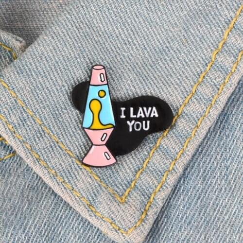 Cartoon Pink Lava Lamp Pins I LAVA YOU Pins Lava Love Jewelry Valentines Day Gift for Girlfriend Boyfriend Him Her