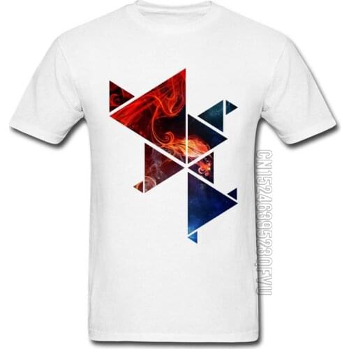 White T Shirts Brand Casual Abstract Geometric T-Shirt Men 2018 New Arrival Mens Sleeved Customized Tshirts Own Design Tees