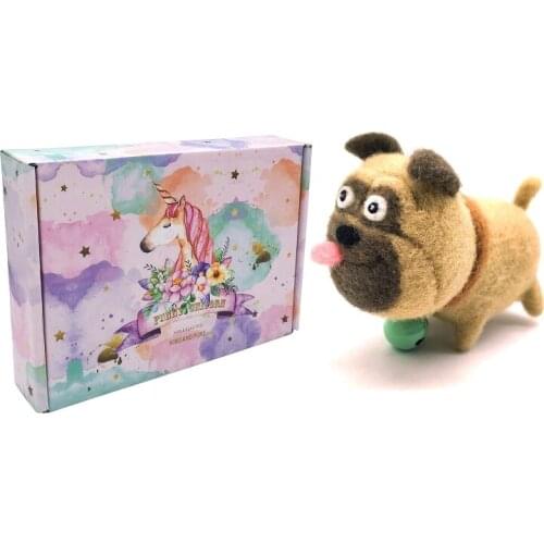Needle Felting Kit Dog for Beginners, Felting Needles, Finger Guards, Felting Mat, DIY Felting Craft with Gift Box (3x4.5x6cm)