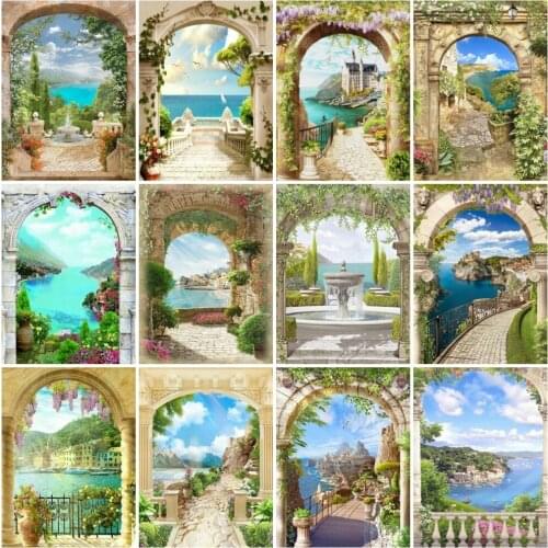 AZQSD Paint By Numbers For Kids Door Seaside Garden Canvas Art Painting By Numbers Landscape Painted By Yourself Home Decor