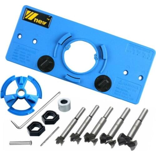 Fnicel Concealed 35MM Cup Style Hinge Jig Boring Hole Drill Guide with Forstner Bit Wood Cutter Carpenter Woodworking DIY Tools
