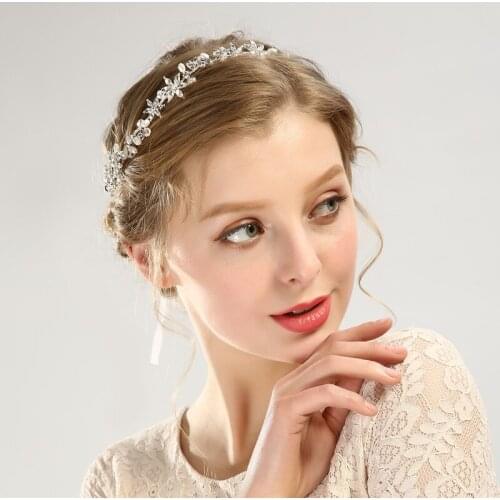 New Pearl Crystal Flower Tiara Crown Wedding Hair Accessories Headpiece Bride Headwear Headband Fashion Hairband Women Jewelry