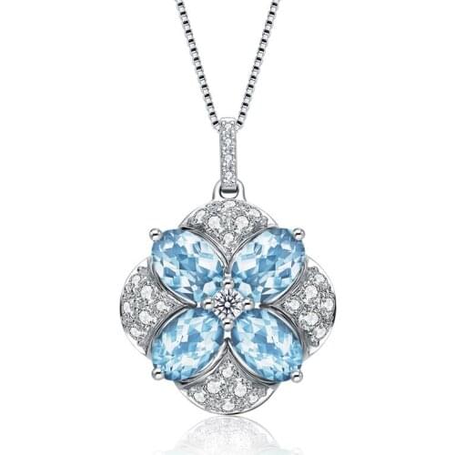 Big aquamarine gemstones diamond pendant necklaces for women blue crystal rose gold color choker chain jewelry bijoux bague gift