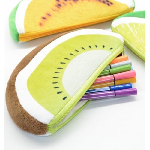Pencil Case Estuche Escolar Estojo Astuccio Scuola Pencilcase Kawaii Plush Watermelon Kiwi Dragon Fruit Trousse Scolaire Stylo