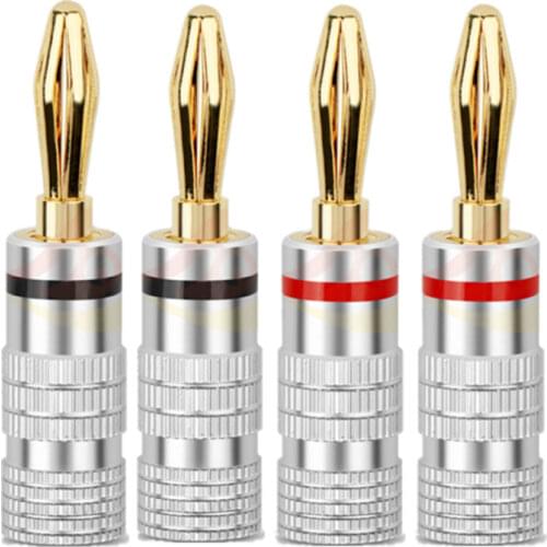 10pcs Banana Plug Speakers Gold-Plated 4MM Banana Connector With Screw Lock For Audio Jack Hifi Speaker Terminals Binding Post